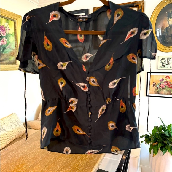 Blouse silk short sleeve Madewell size 2. - Picture 1 of 2